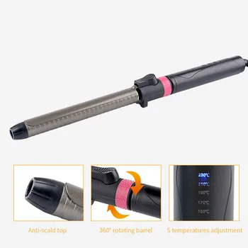 

Hair Curler Curling Wand Iron Rotatable Hair Styler Wet&Dry Tongs Curly Hair Styling Tools Temperature Adust 22Mm(Us Plug)