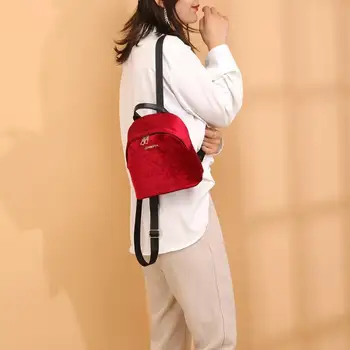 

Female Ladies Casual PU Leather Soft Velvet Backpacks Women Girls Small Shoulder School Bags Travel Rucksacks Girls Mini Backbag