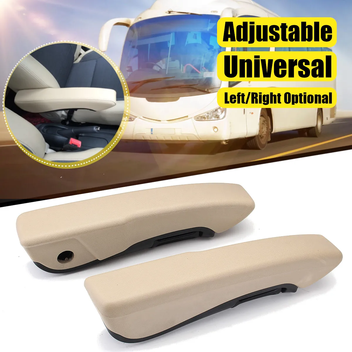 

Universal Adjustable Left/Right Side Truck Seat Armrests Arm Rest Holder For Camper RV Van Motorhome Boat Beige Shock Resistance