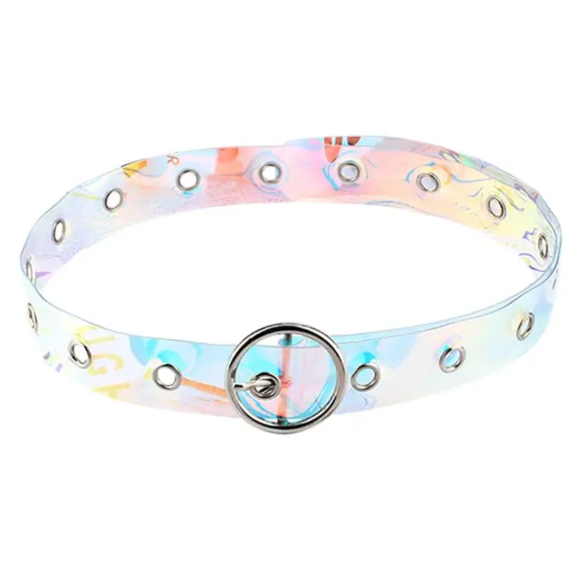 

Fashion Transparent Belt PU Cutout Colored Pin Heart Buckle Strap For Women Students Cute Jeans Belts For Women Shorts