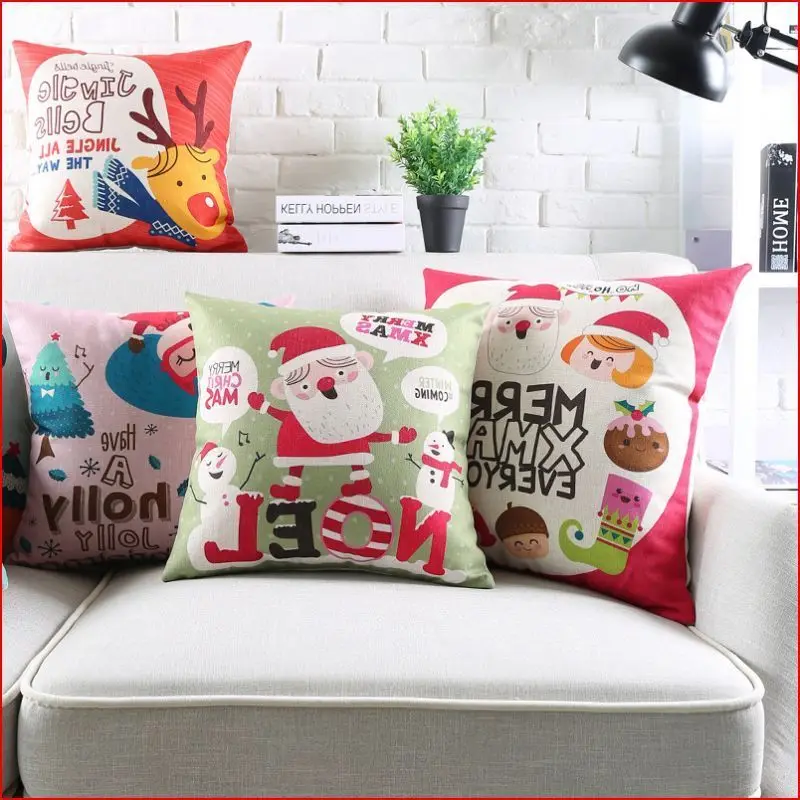 

Christmas Party Case Claus Xmas Cushion Home Santa Pillow Cover Throw Gift