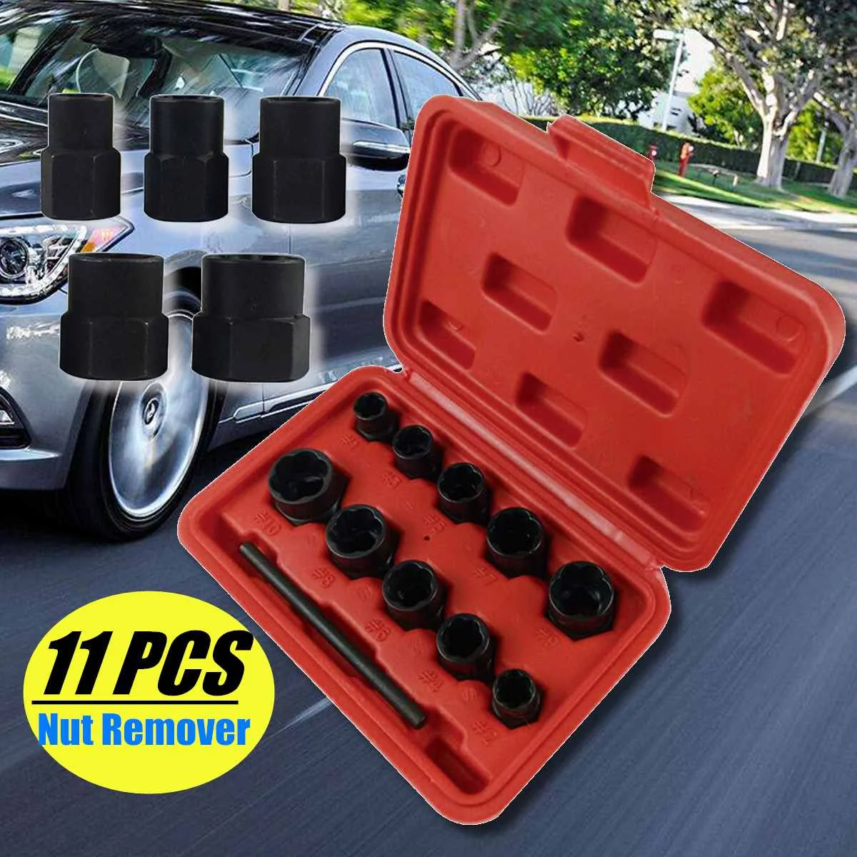 

10Pcs/Lot Damaged Nut Bolt Remover Stud Extractor Set Broken Bolt Removal Kit Sockets Tools Drift Punch Storage Box Set Kits