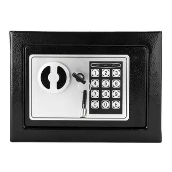 

17E Home Use Electronic Password Steel Plate Safe Box Black