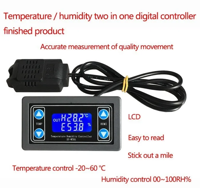 10A термостат цифровой Температура регулятор влажности с источником питания от постоянного тока, 6 V-30 V Термальность регулятор температуры с термопарным ЖК-дисплей Дисплей SHT20 Сенсор метр