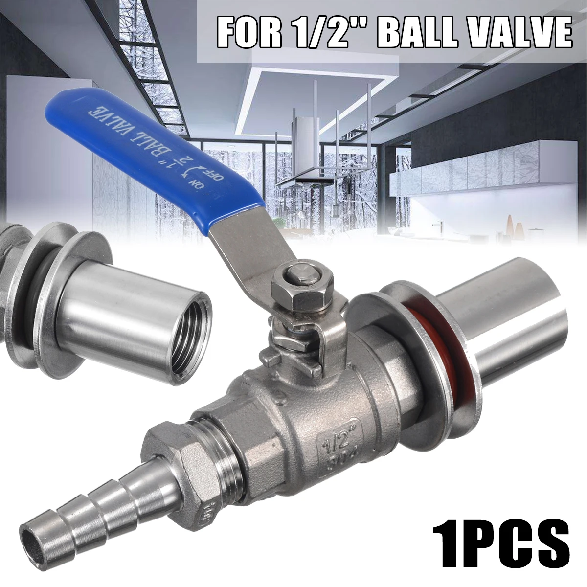 

Mayitr Weldless Ball Valve Stainless steel 1/2" Barb Pipe Stainless Steel Weldless Compact Kettle Ball Valve Homebrew