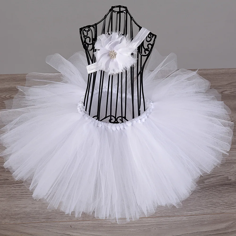 Faldas de tutú blancas para niñas, tutú de tul, con diadema de flores, disfraz de de cumpleaños _ - AliExpress Mobile