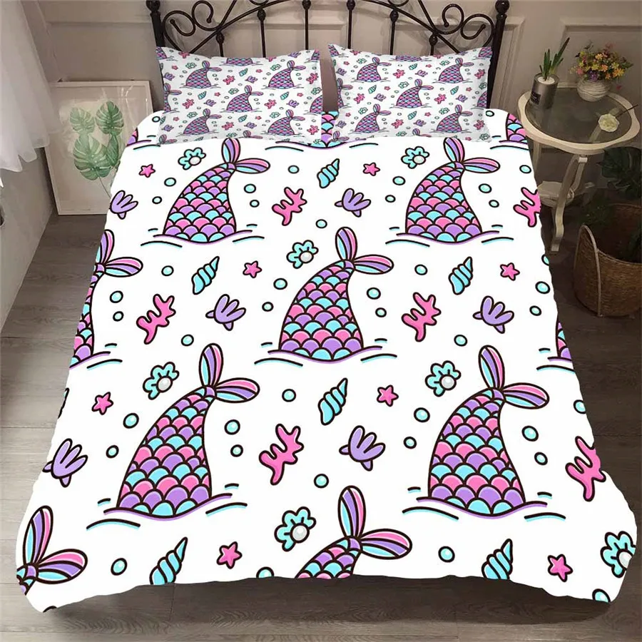 

Bedding Set 3D Printed Duvet Cover Bed Set Sea Mermaid Home Textiles for Adults Lifelike Bedclothes with Pillowcase #MRY29