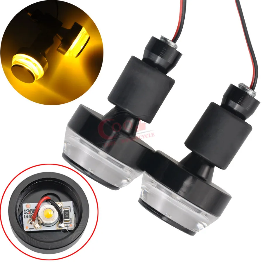 

Motorcycle Universal Handle Bar End Indicator Grip Plug Turn Signal Light Grip Bar End LED Plug Black For 22mm Handlebar