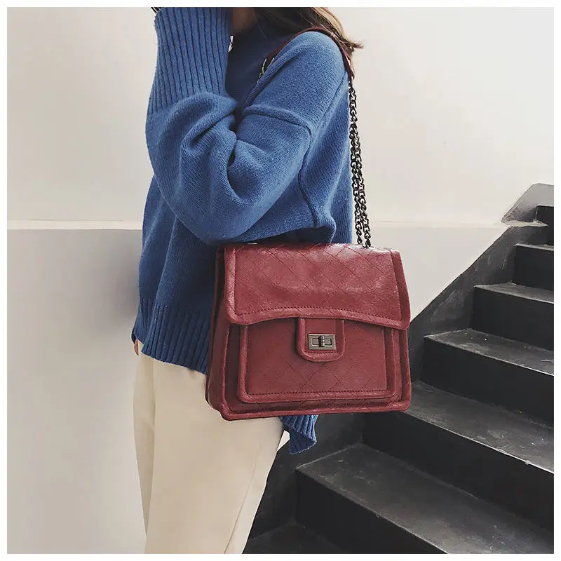 

MARFUNY Brand Ladies New Handbags PU Simple Solid Multi Fashion Chain Single Strap Shoulder Bag Female Large Crossbody Bag Women
