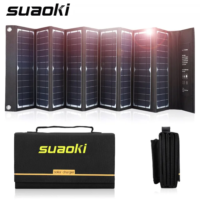 US $119.99 Suaoki 60W Solar Panel Charger Power Supply High Efficiency 18V DC 5V USB Output Portable Foldable