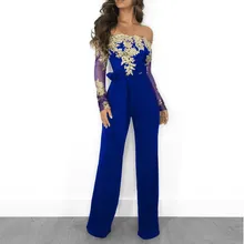 Mesh Patchwork Embroidery Sexy Party Jumpsuit Women Slash Neck Long Sleeve Wide Leg Jumpsuit Sashes Elegant Long Bodysuit Mesh Patchwork Embroidery Sexy Party Jumpsuit Women Slash Neck Long Sleeve Wide Leg Jumpsuit Sashes Elegant Long Bodysuit