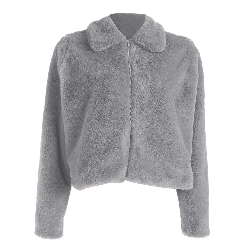 Femmes Manches À Zipper 2018 Gray Oversize D'hiver Style Casual De Manteau Dropship Recadrée Longues Laine Faux Coréenne PSxHXBqpw