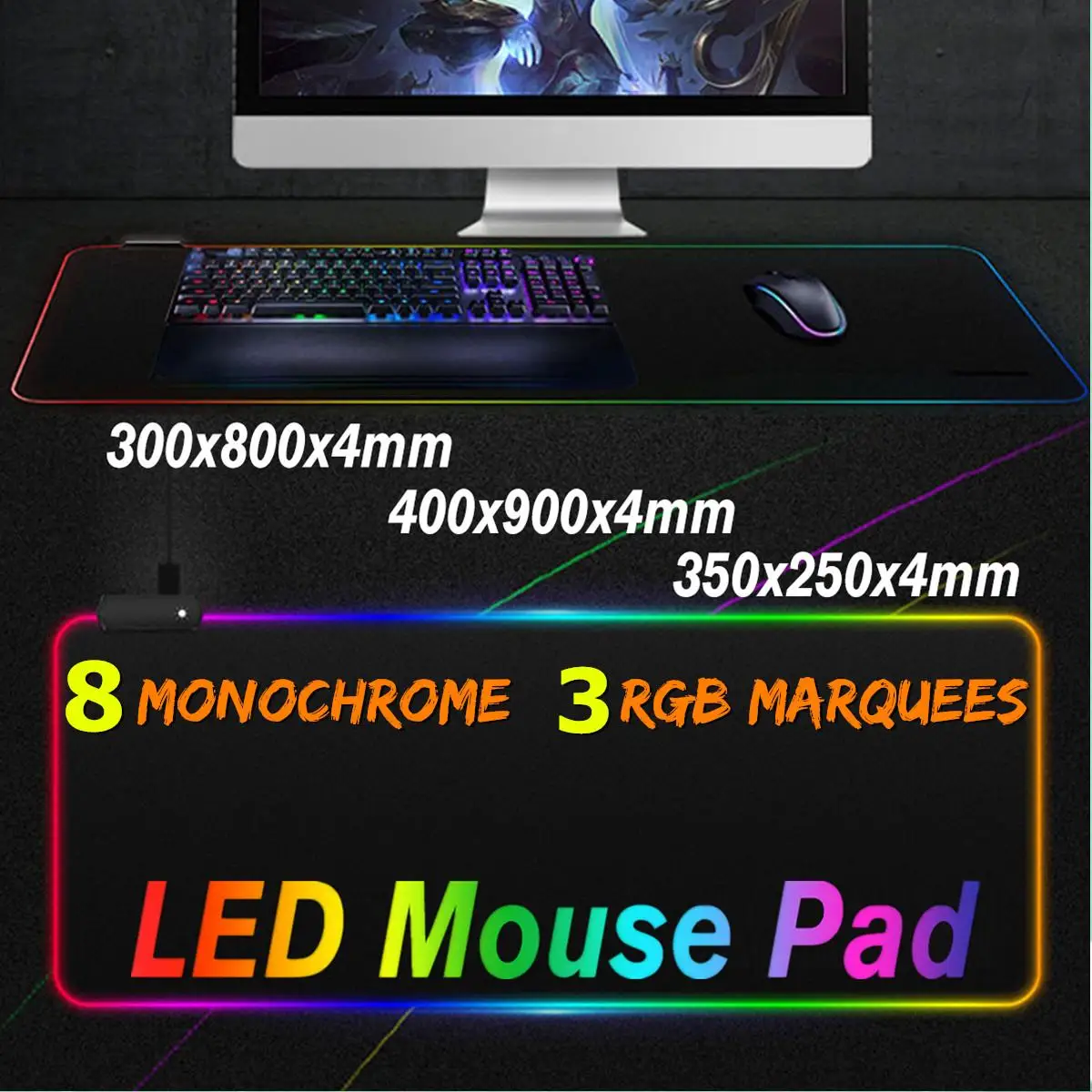 

Large LED RGB Gaming Mouse Pad Extended Illuminated Gamer Mousepad Mice Mat Colorful Rainbow Mousepad For PC Laptop Desktop