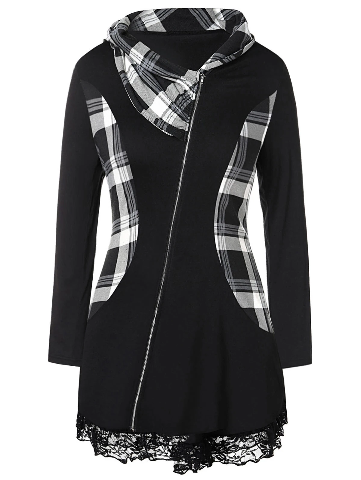 plus size checked coat