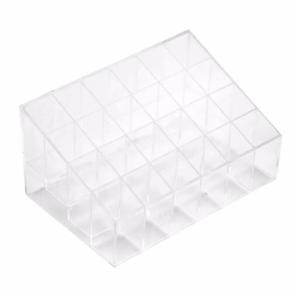 

24 Grid Transparent Lipstick Holder Organizer Stand Nail Polish Clear Acrylic Display Sundry Storage Box Cosmetic Makeup Tool