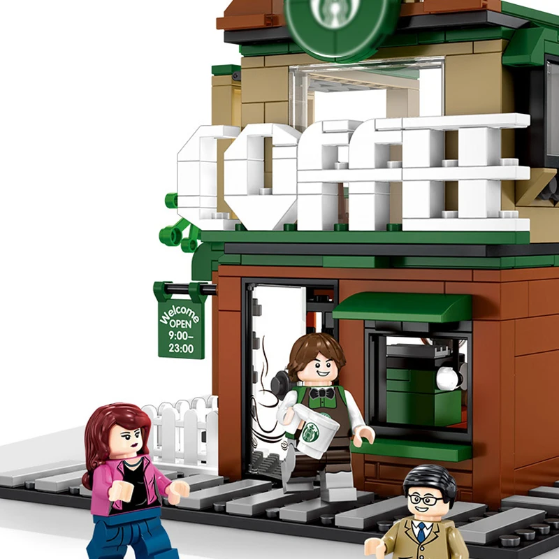 

Compatible Legoinglys Mini City Street View Coffee store Building blocks Bricks architecture toys for children boys gifts