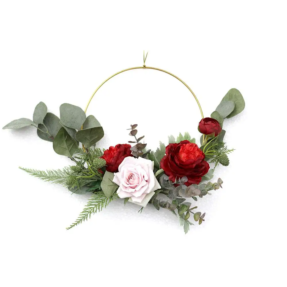 15 Inches Simulate Wreath Garland Hanging Pendant Metal Ring Artificial Peony Flower Garlands for Home Kitchen Wall Decoration | Дом и сад