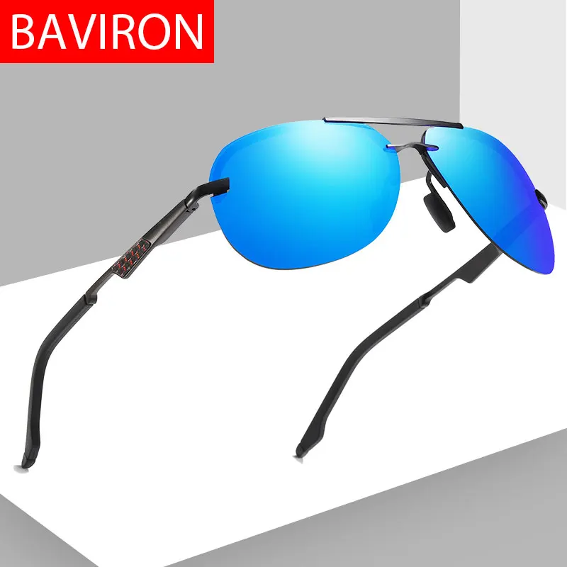 Мужские Винтажные Солнцезащитные очки без оправы BAVIRON поляризационные