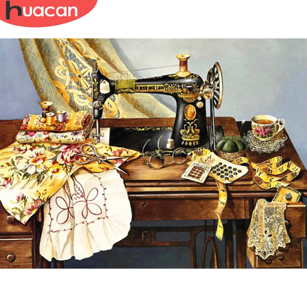 

HUACAN 5D Diamond Painting Sewing Machine Full Square Rhinestone Picture Embroidery Sale Diamond Mosaic Cross Stitch Home Decor