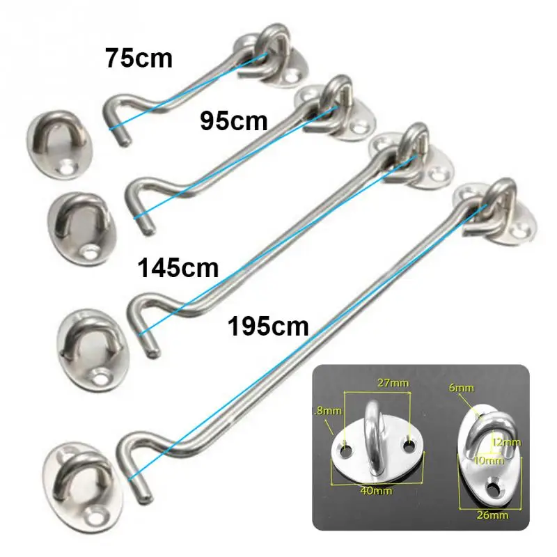 4 Sizes Stainless Steel Crescent Window Lock With Safety Switch Cabin Hook  Door Eye Latch Silent Catch Holder With Screws #1025