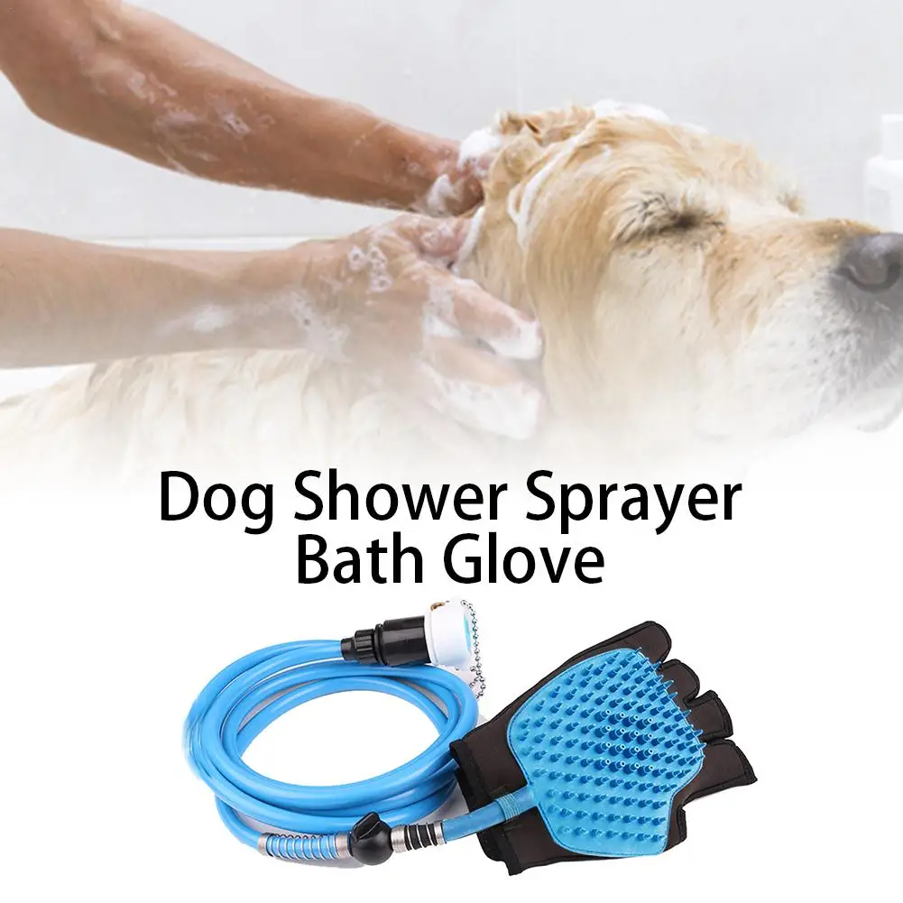 

New Pet Dog Bath Artifact Massage Gloves Silicone Hand Brush Pet Water Pipe Design Shower Hair Dryer Hair Durable Brush