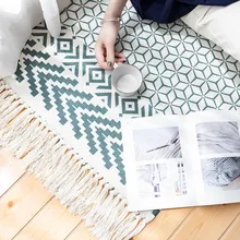 Скандинавский хлопковый тканый ковер с кисточками, ковер для спальни, покрывало, коврик, простой современный Настольный коврик, кухонный коврик 60x90 см, украшение для дома