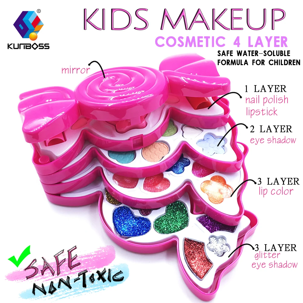 

2018 New Safety kids makeup Cosmetics Toys Pretend Play little Princess girls makeup Toy for girls makeup Sets for kids