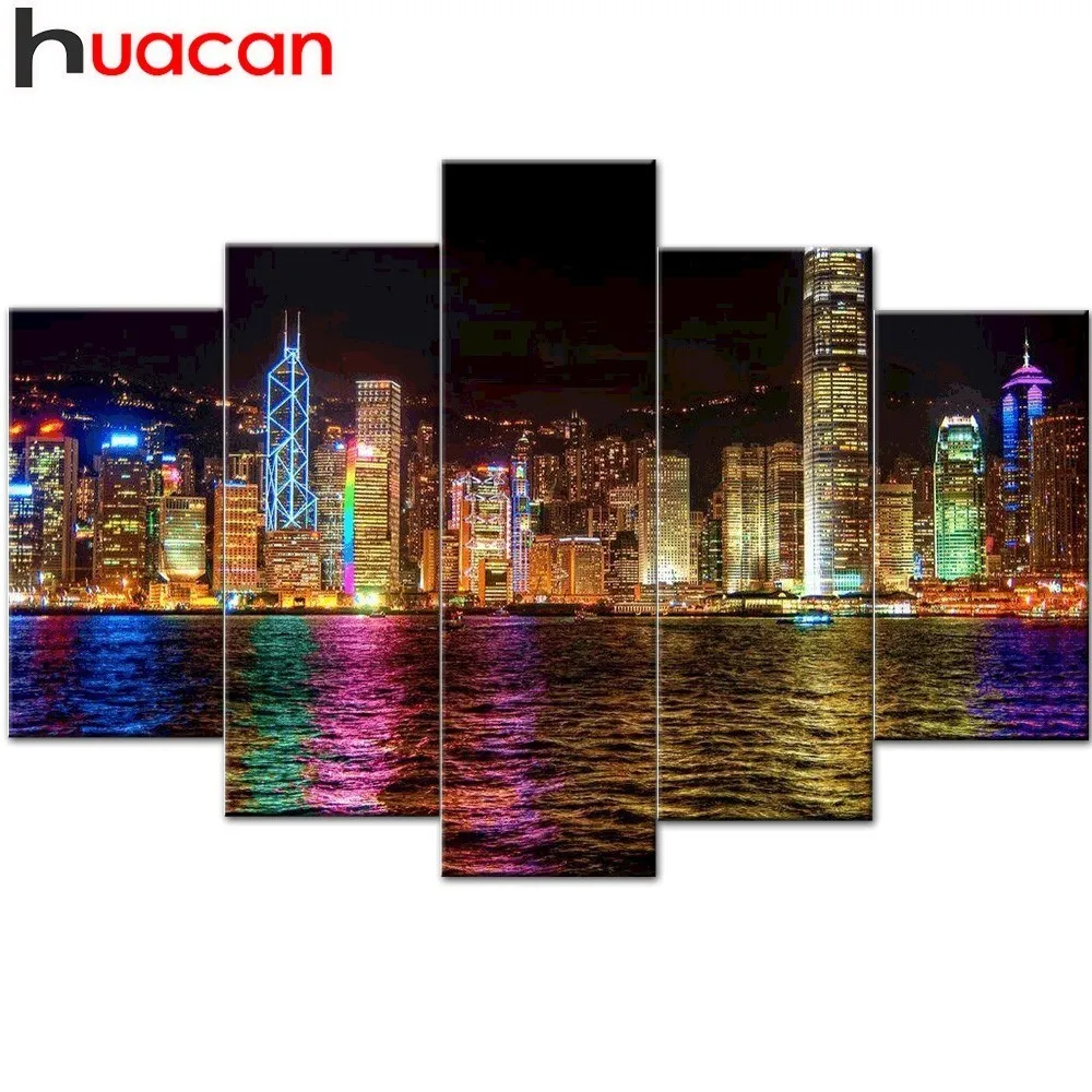 

HUACAN 5D DIY Diamond Painting Landscape Full Square Multi-picture Combination Seaside Diamond Embroidery Scenery Decor Home