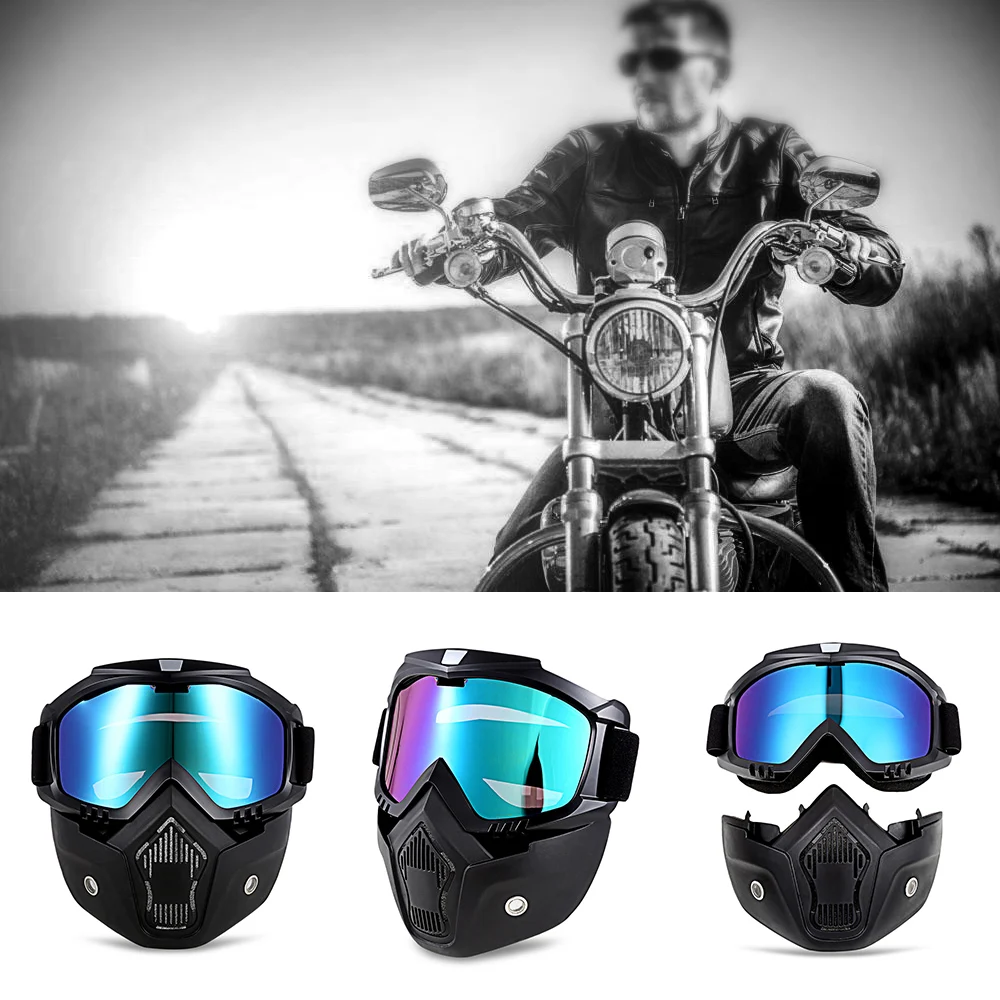 MT-009 мотоцикл очки со съемной маской и рот фильтр Harley стиль Защитная прокладка шлем солнцезащитные очки 3 цвета