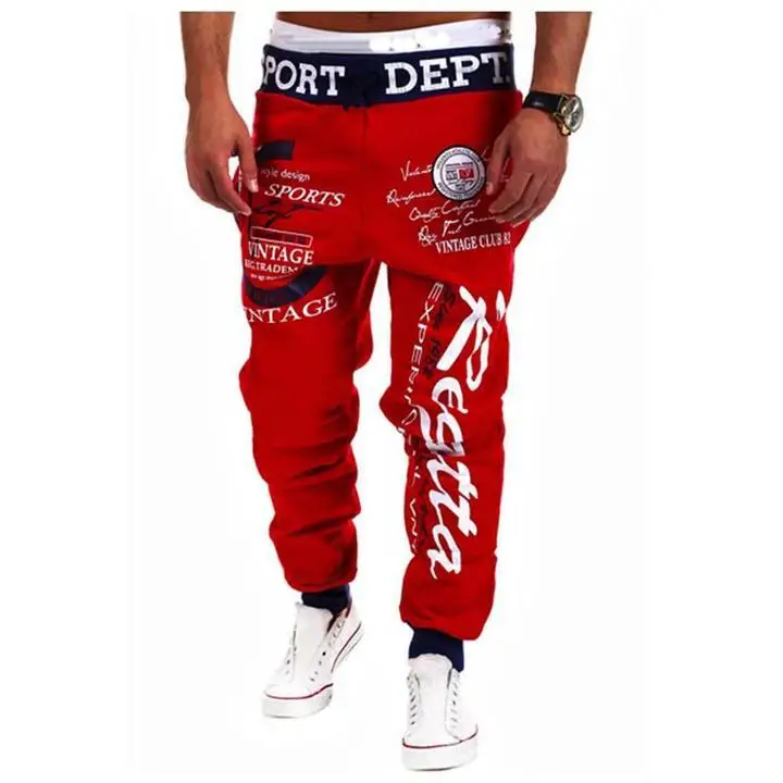 Fitness Pants Men Letter Print Pants Hip Hop Joggers Pants Male Trousers Mens Joggers Solid Pants Sweatpants Large size