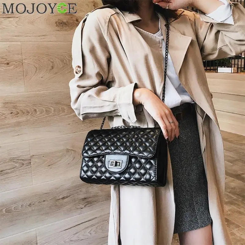 2018 Black Women Shoulder Bags Female Party Crossbody Chain Bag Plaid Handbag Quilted Sac A Main Femme Women Leather Handbags