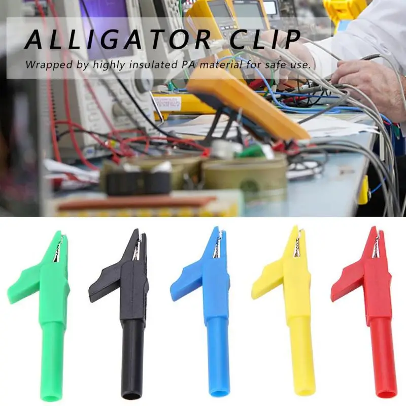 5Pcs 4mm Alligator Clips Crocodile Clip Fully Insulated Plug in Banana
