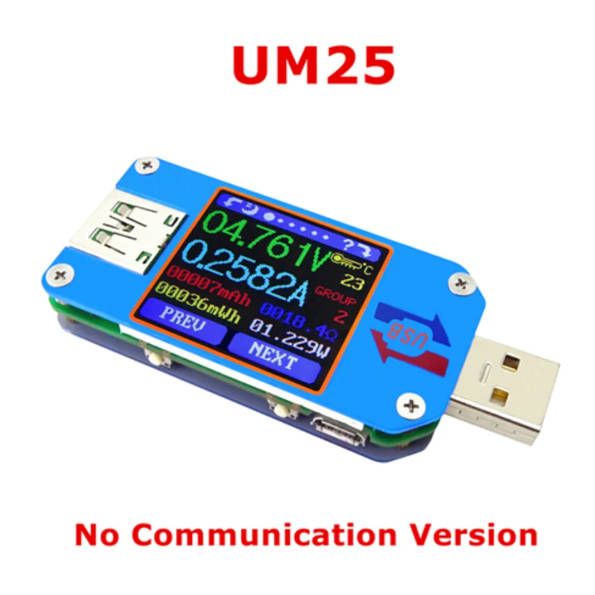 UM25 UM25C Для APP USB 2,0 Тип-C ЖК-дисплей Вольтметр Амперметр Напряжение измеритель тока, для батареи зарядки измерения Кабельный тестер сопротивления