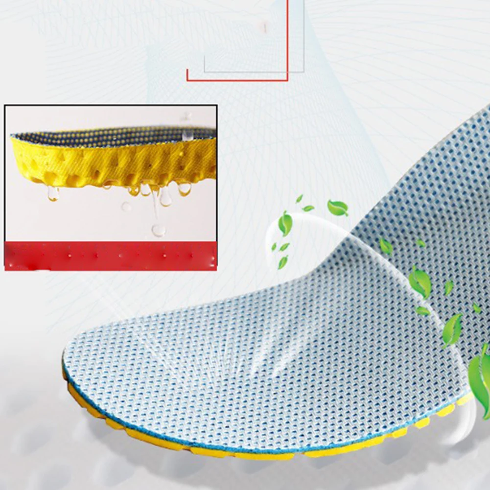 

1 Pair Men Shoes Insoles Breathable Orthopedic Memory Foam Sport Arch Support Insert Soles Pad Gray Summer Deodorant Insoles