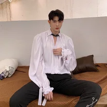Весна Осень Новые мужские ретро модные повседневные рубашки с длинными рукавами мужские Camisa Masculina свободные платья рубашки уличная одежда