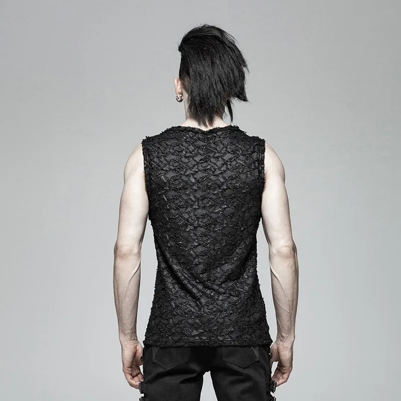 Модный повседневный мужской жилет в стиле панк-рок, готический Классический черный уличная одежда без рукавов, крутые летние майки в стиле Панк RAVE T-563