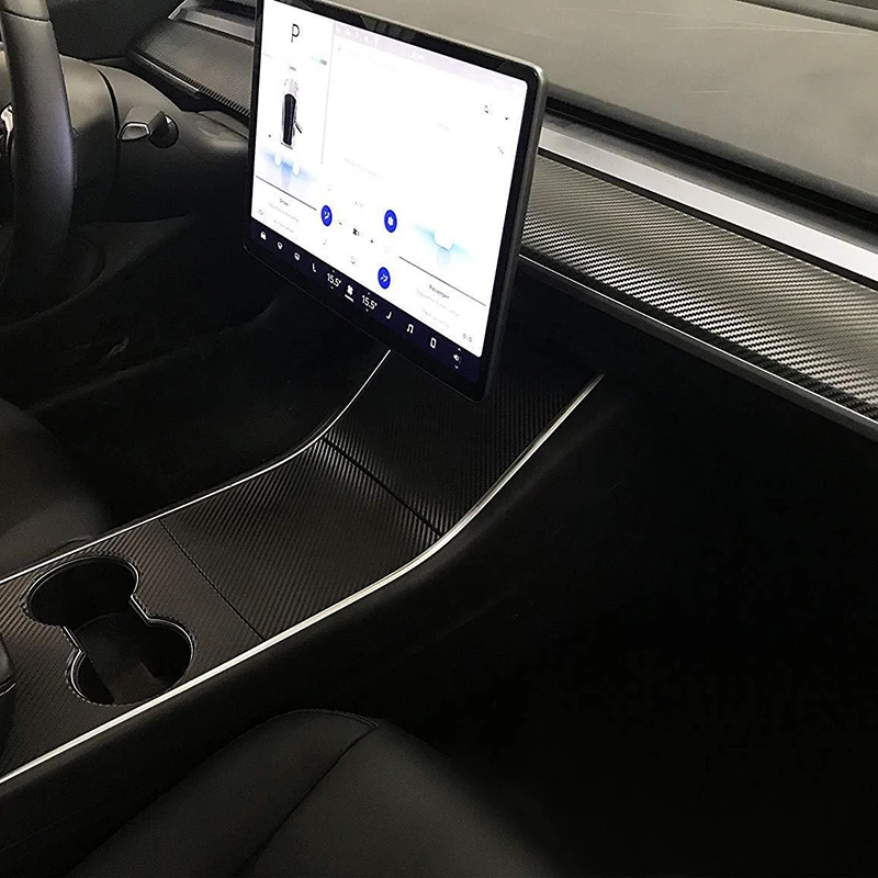 

For Tesla Model 3 Carbon Fiber Car Center Console Dashboards Wraps Sticker New