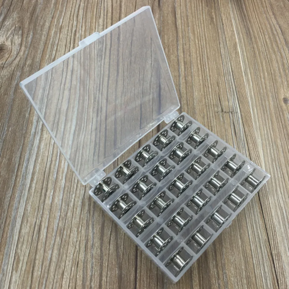 

2019 Useful 25 Grids Mini Bobbin Case Set Transparent Plastic Box without Bobbins New