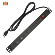 Hot 15A 8 unità US PDU Switch ciabatta 19in 1U armadio di rete Rack presa americana Standard distribuzione dell'alimentazione modulare