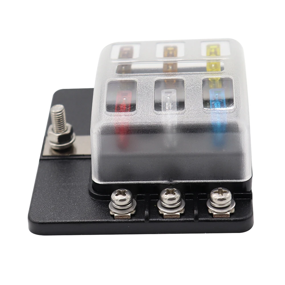 

6 Way Blade Fuse Box with LED Indicator Fuse Case Block for Car Boat Marine Caravan 12V 24V
