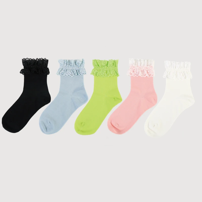 

DONG AI korean version of large lace hand-sewn cotton women socks autumn and winter wild style diverse the style novel
