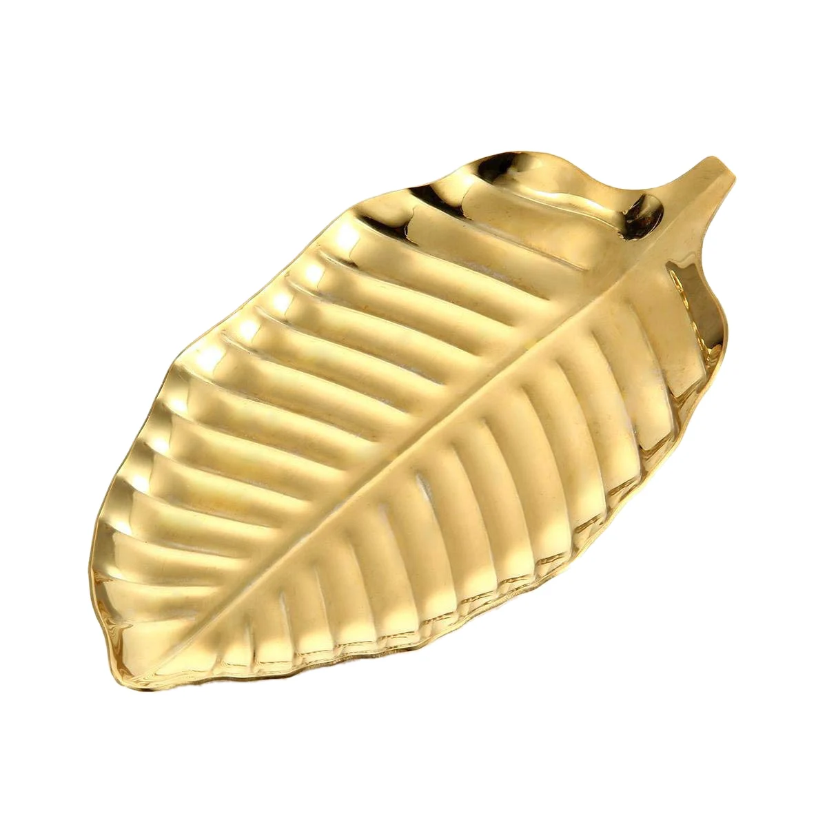 

Stainless Steel Towel Trays Golden Leaf Jewelry Bowl Dish Muti-Function Cosmetic Organizer Towel Trays for Trinket Ring Can