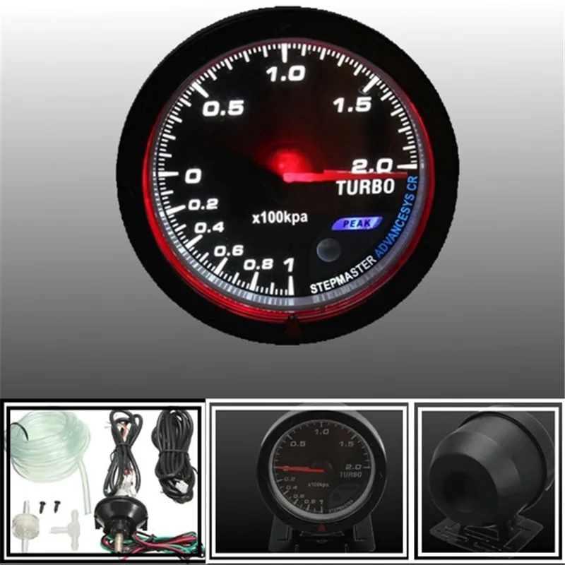 

Universal 12V Black Chrome Face Auto Car Motor 60mm Turbo Boost Gauge Meter Defi Sensor With Bracket