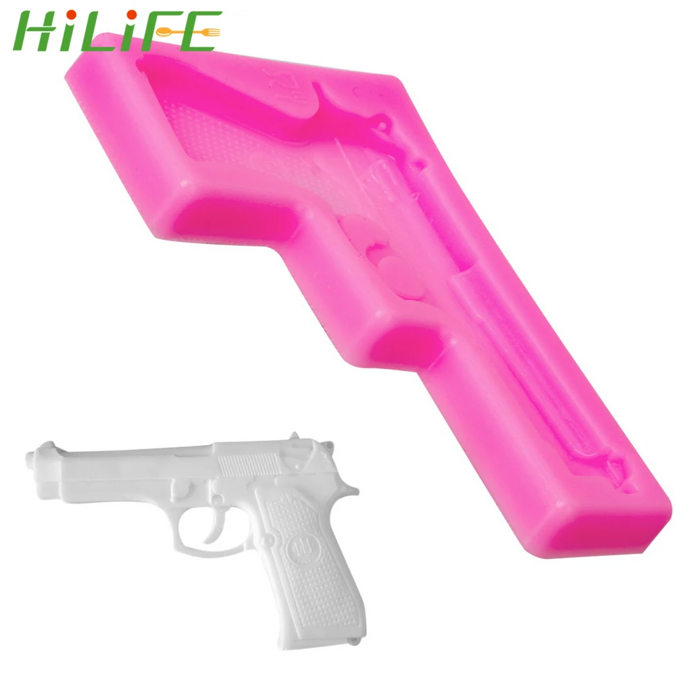 

HILIFE Bakeware Decoration Baking Tool 3D Cake Silicone Mold Gun Shape DIY Fondant Soap Jelly Candy Chocolate Mould