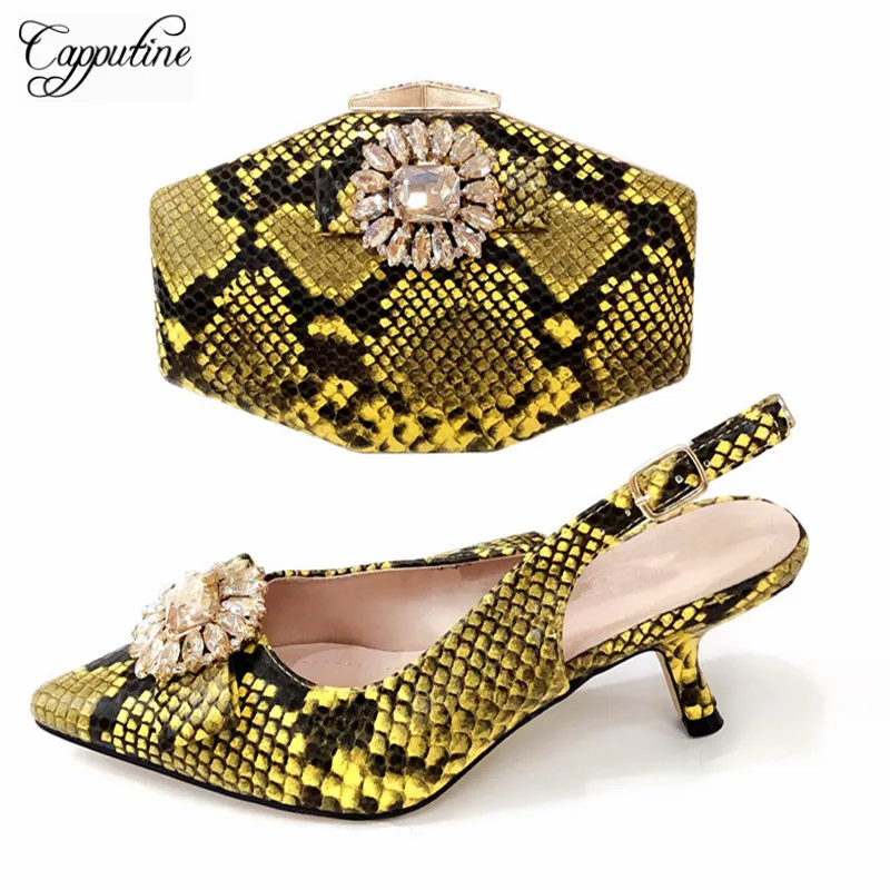

Capputine Latest African PU Leather Woman Shoes And Bag Set Summer Elegant Pumps 8CM Shoes And Matching Bag Set For Party