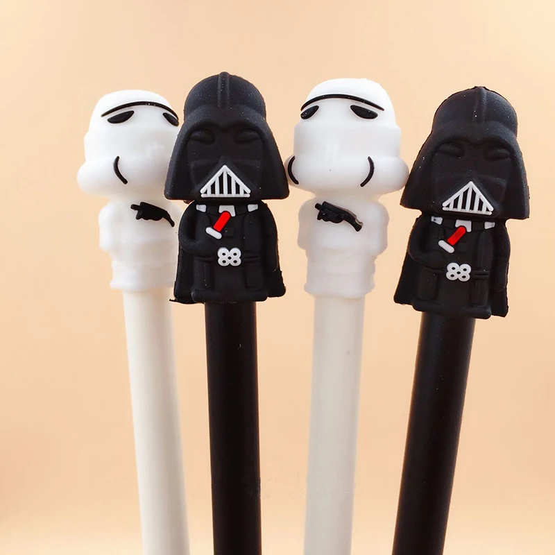 

2pcs 0.5mm black ink Pen Star Wars Black White Warrior Gel Pen Escolar Papelaria School Office Supply Promotional Gift