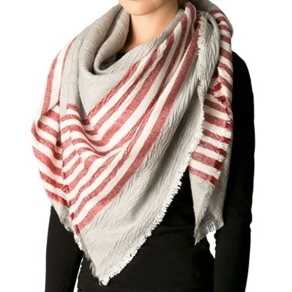 Amtal Women Striped Accent Oversize Two Tone Blanket Winter Square Scarf |
