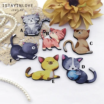 

Christmas Wooden Cat Act Various Cute Charm Handmade Laser Cut Wood Animal Pendant Supply for Necklace Earrings Brooch CW110-F 2