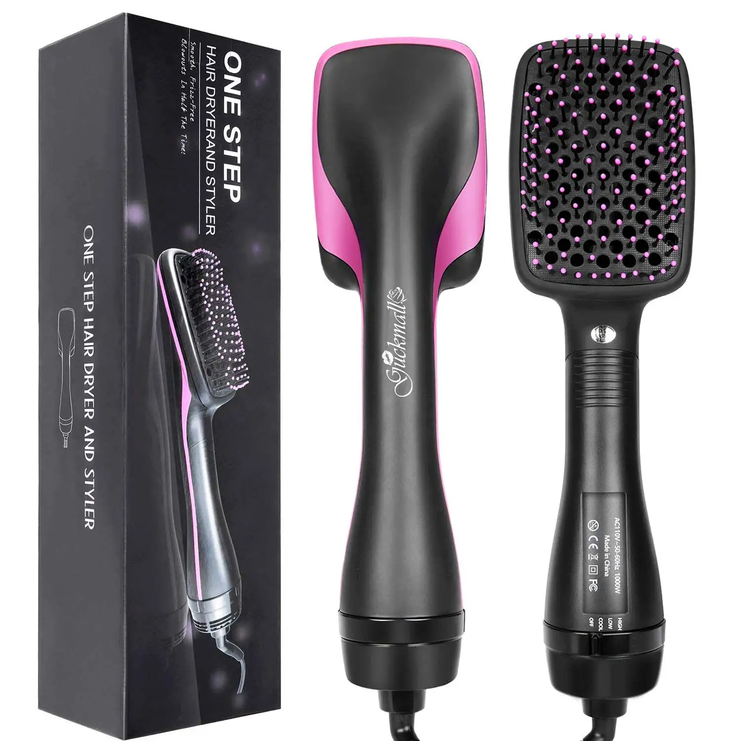 

Hot Air Brush, One Step Hair Dryer Styler Hair Air Brush Negative Ion Hair Straightener for All Hair Type US Plug