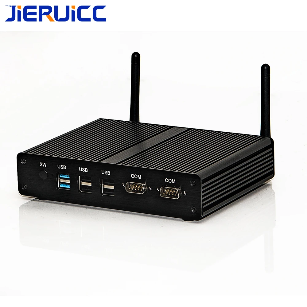 Dual lan Мини безвентиляторный мини ПК X86Quad core dual com rs232 2 гигабит 1000 Мбит/с